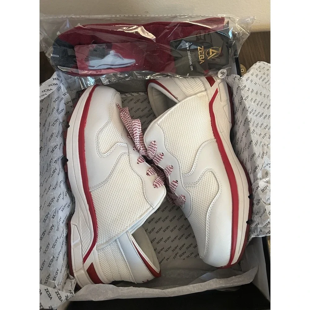 ZEBA Shoes Men's Size 9.5 White Red Hand Free Slip On Comfort Sneakers With BOX‎